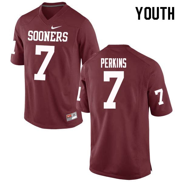 Youth #7 Ronnie Perkins Oklahoma Sooners College Football Jerseys Sale-Crimson